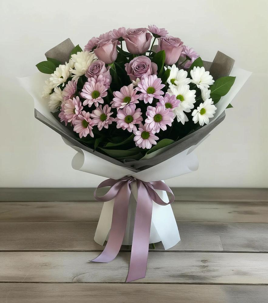 Букет цветов из: Хризантемы и Розы в Балаково