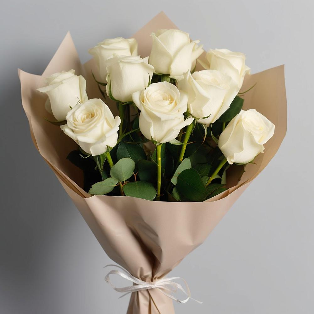 Букет 9 Белых роз Эдлесс Лав в Балаково