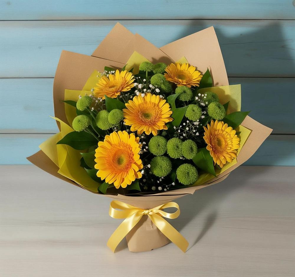 Букет цветов из: Герберы и Хризантемы в Балаково