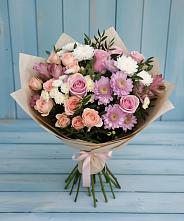 Букет цветов из:  Хризантемы, Розы и Альстромерии #REPLACE_PRED# Балаково