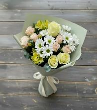 Букет цветов из:  Альстромерии, Розы и Хризантемы в Балаково