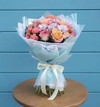 Букет цветов из:  Хризантемы и Розы в Балаково